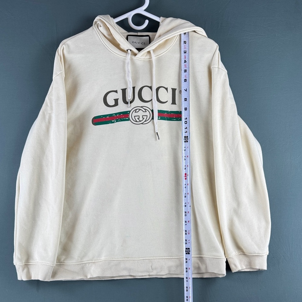 Gucci Cream Pullover Hoodie with Green and Red Stripe Logo - Picture 8 of 11